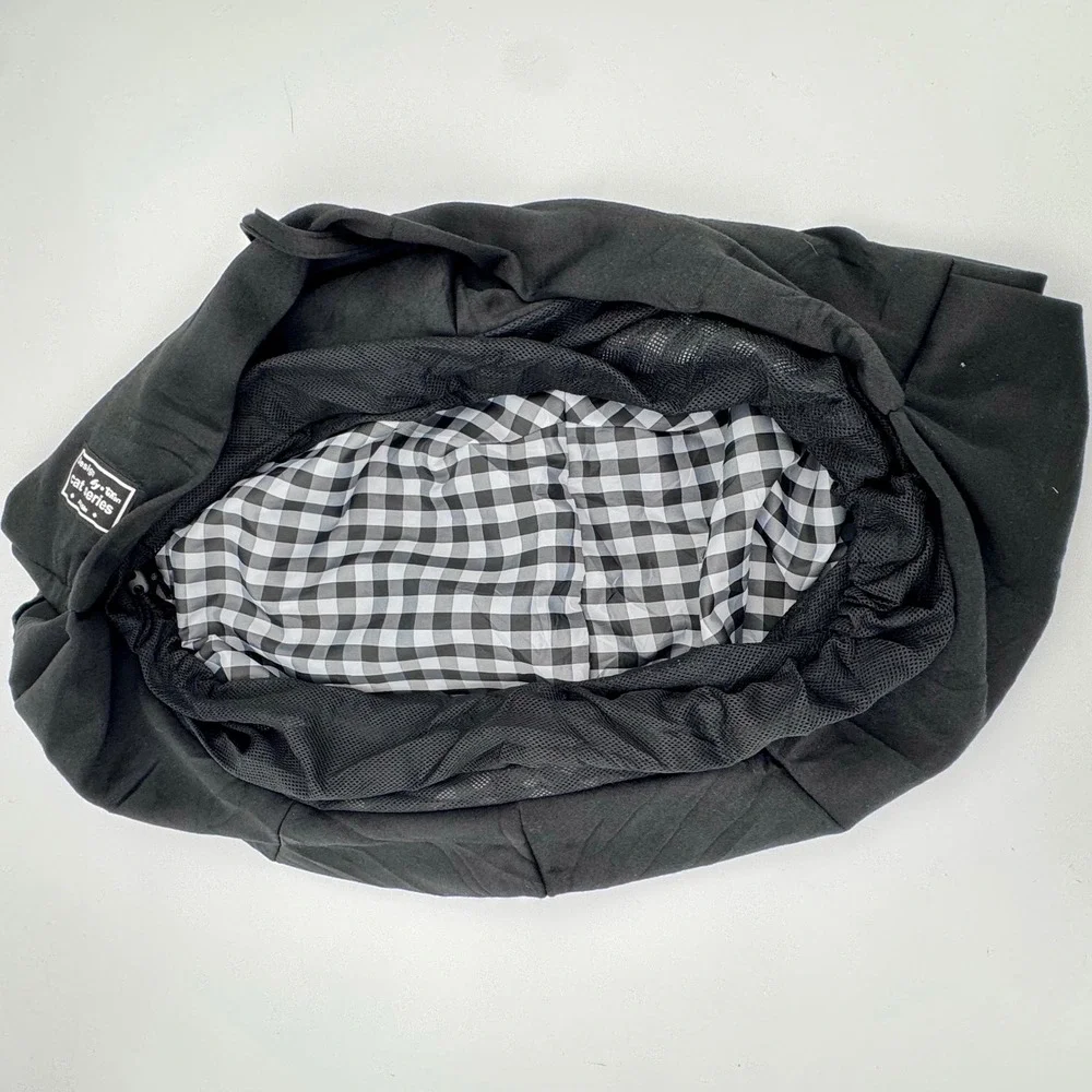 Design by cat series Pet Carrier Sling Bag Black Gingham Mesh Small Dog Cat